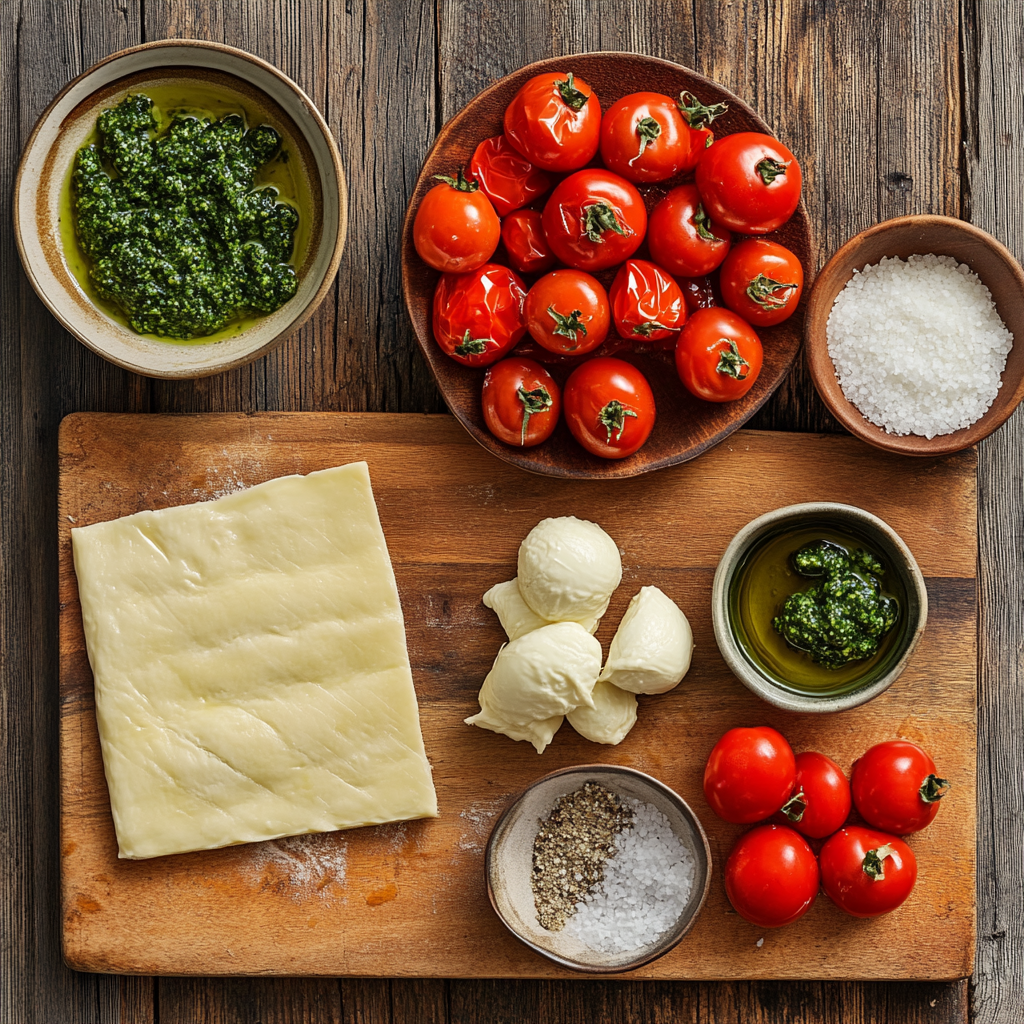 Caprese Pesto Puff Pastry Bites ingredients