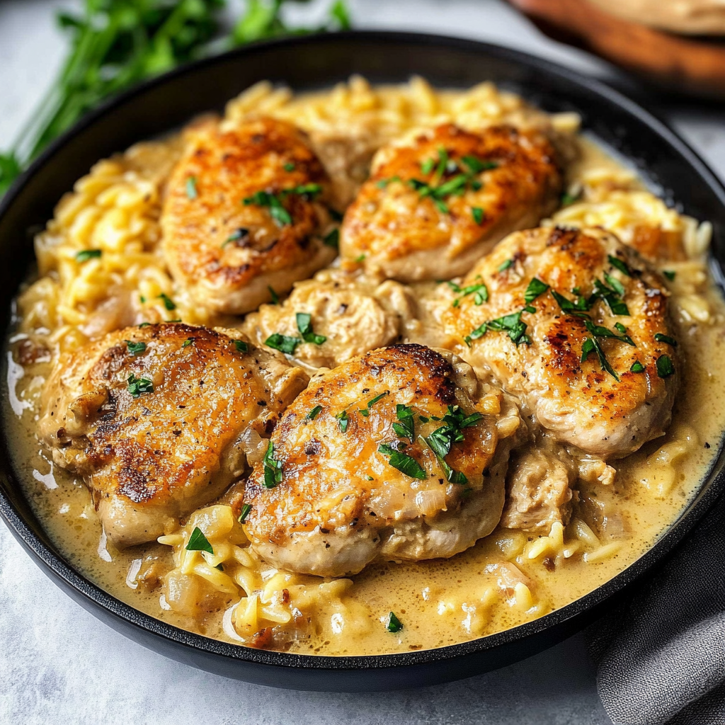 Creamy Dijon Chicken and Orzo