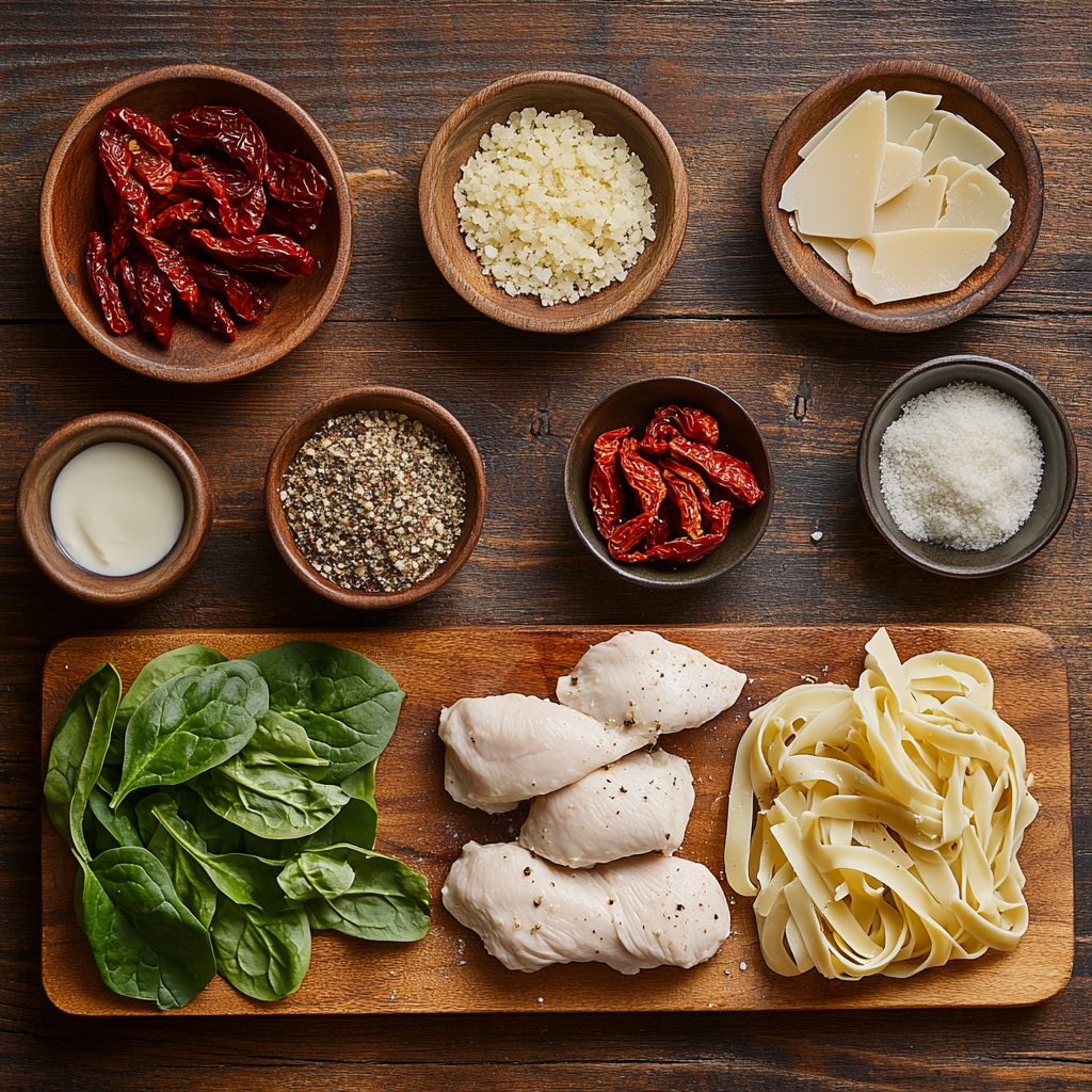 Creamy Tuscan Chicken Pasta ingredients