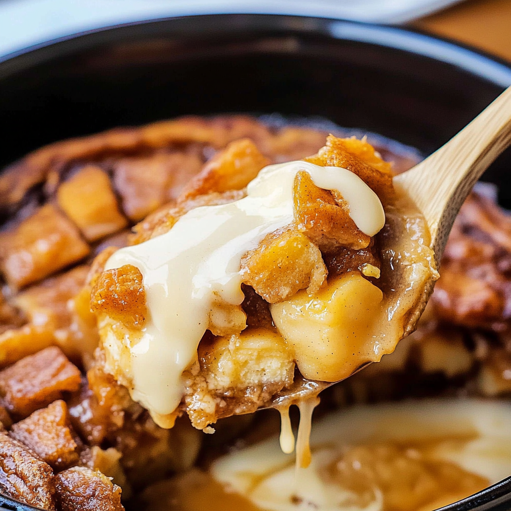 Crockpot Apple Pie Cinnamon Roll Casserole
