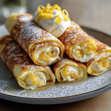 Lemon Cream Cheese Stuffed Pancake Rolls