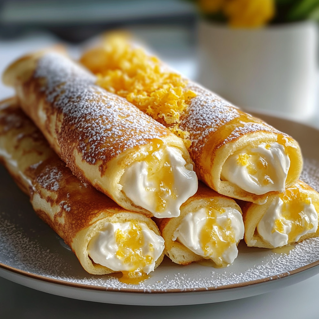 Lemon Cream Cheese Stuffed Pancake Rolls