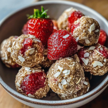 No-Bake Strawberry Cheesecake Protein Balls