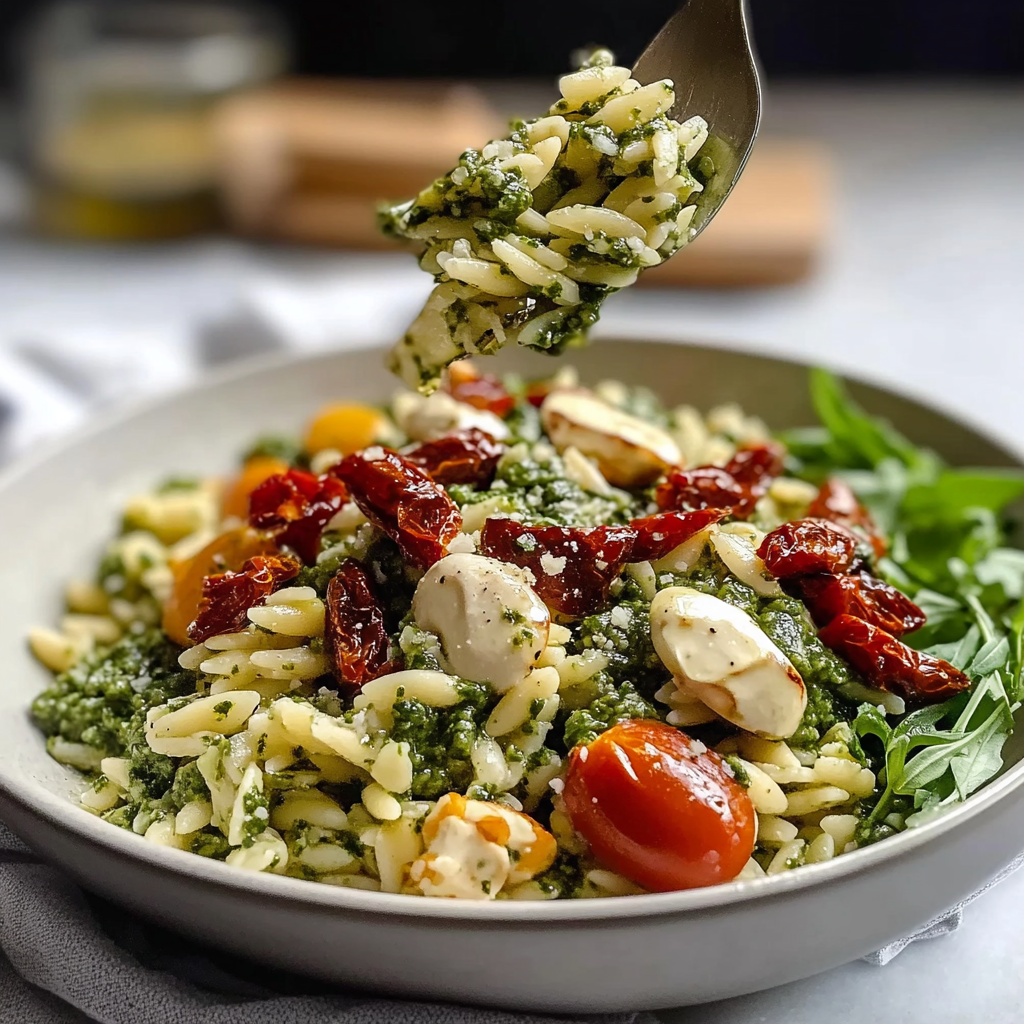 Pesto Orzo Salad with Sundried Tomatoes