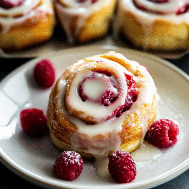 Raspberry Cinnamon Rolls with Lemon Glaze