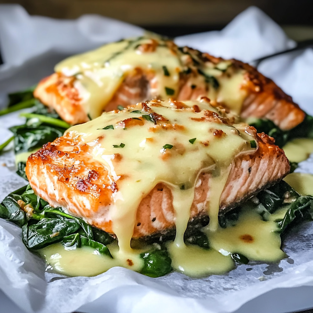 Salmon with Spinach and Mozzarella Bliss