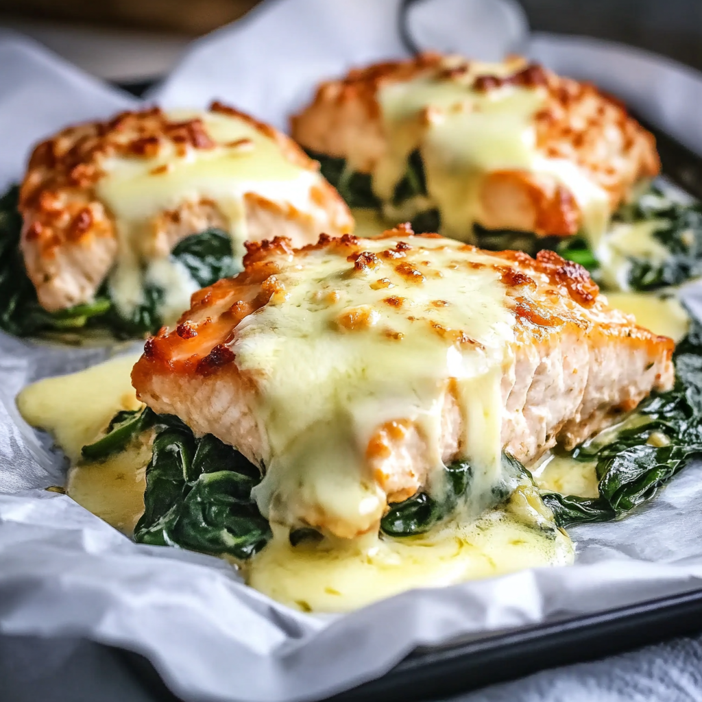 Salmon with Spinach and Mozzarella Bliss