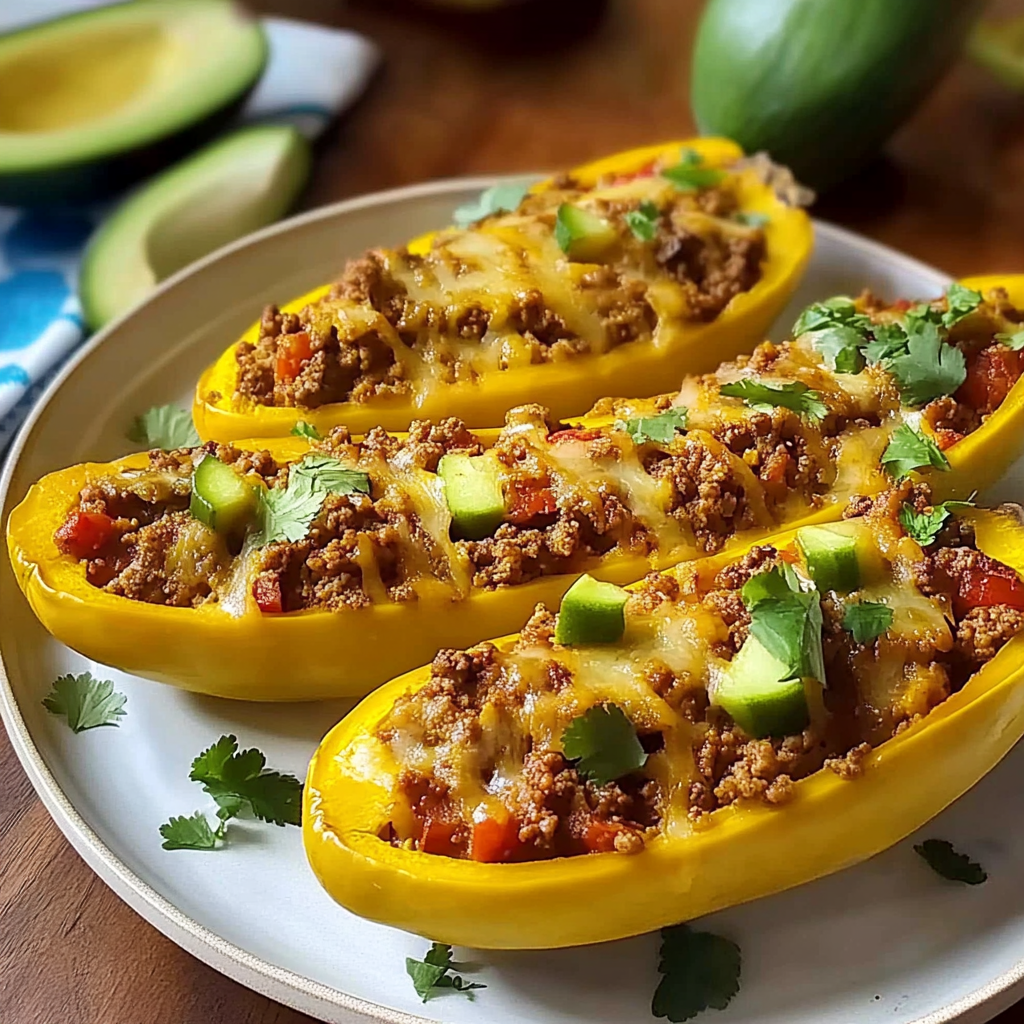 Stuffed Yellow Squash with Ground Turkey