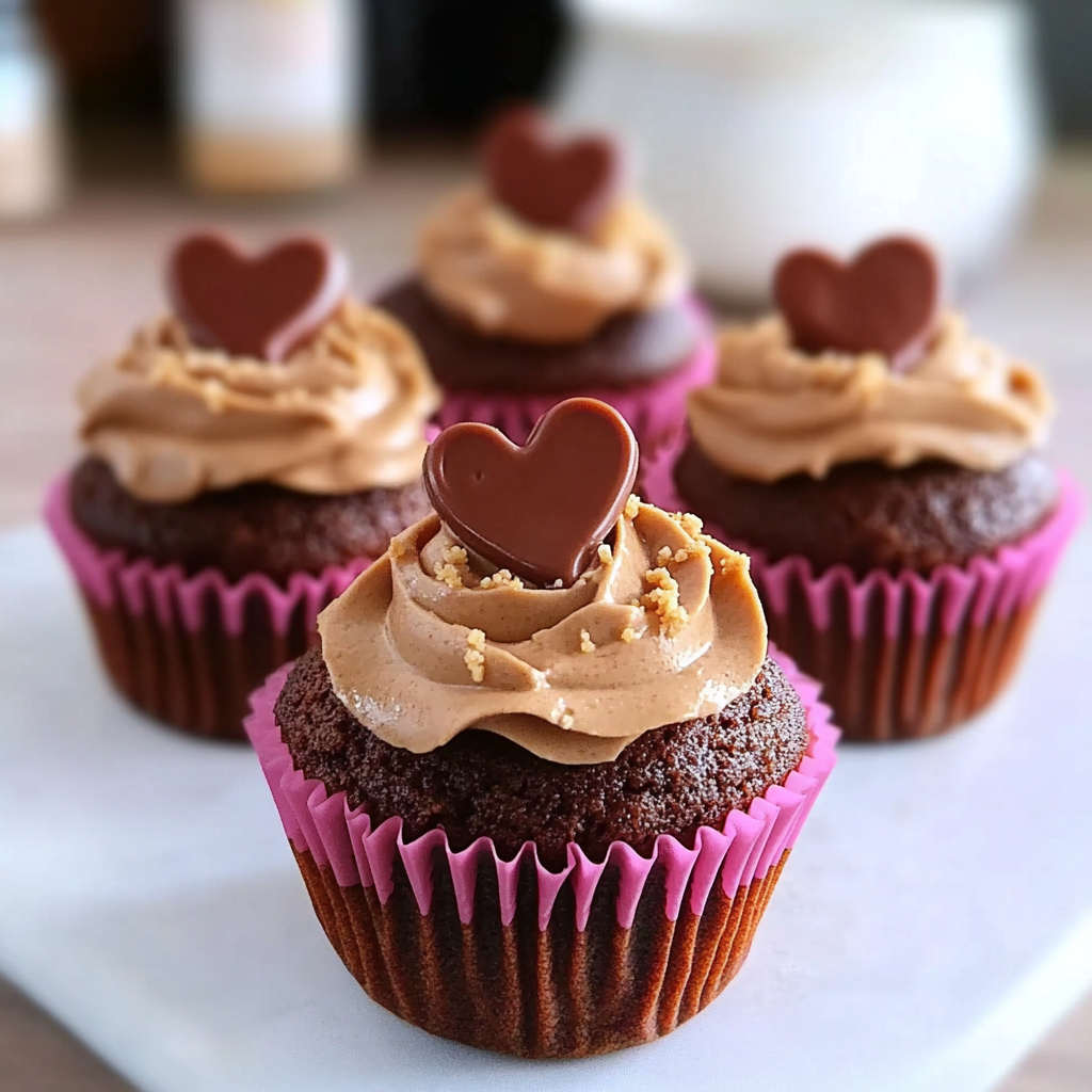 Valentine Brownie Cupcakes with Peanut Butter
