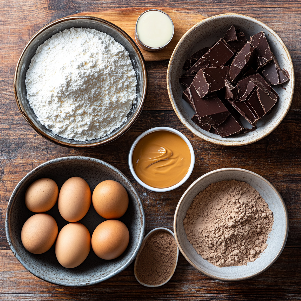 Valentine Brownie Cupcakes with Peanut Butter ingredients