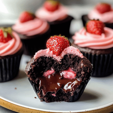Valentine Chocolate Covered Strawberry Cupcakes