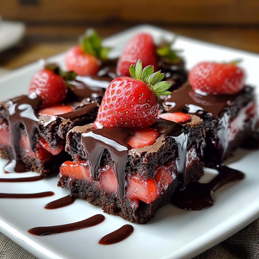 Valentine’s Chocolate Covered Strawberry Brownies