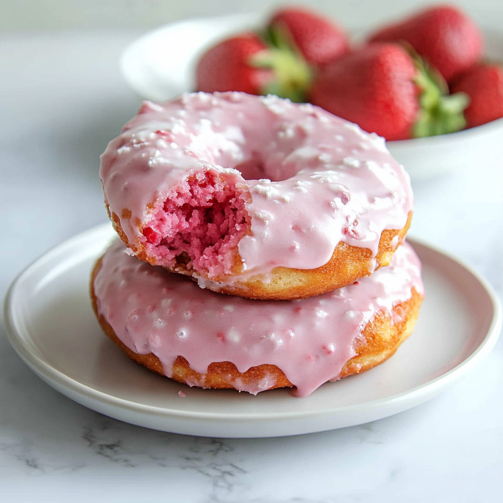 Valentine’s Strawberry Cake Donuts