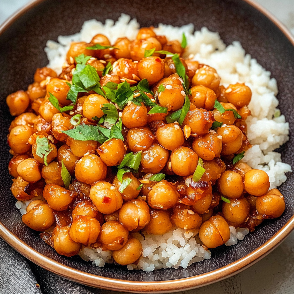 Vegan Sticky Sesame Chickpeas