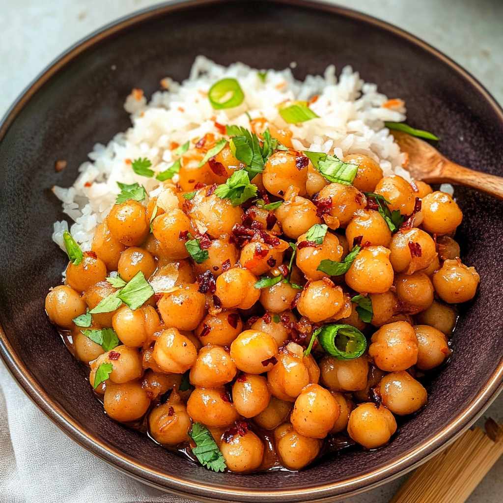 Vegan Sticky Sesame Chickpeas