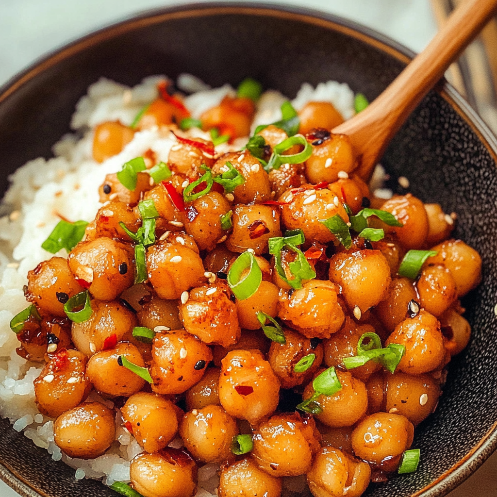 Vegan Sticky Sesame Chickpeas