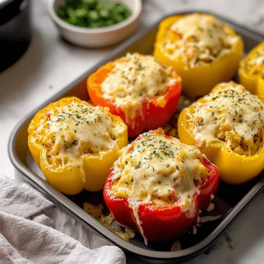 Cheesy Alfredo Stuffed Bell Peppers