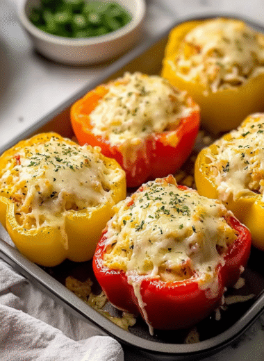 Cheesy Alfredo Stuffed Bell Peppers