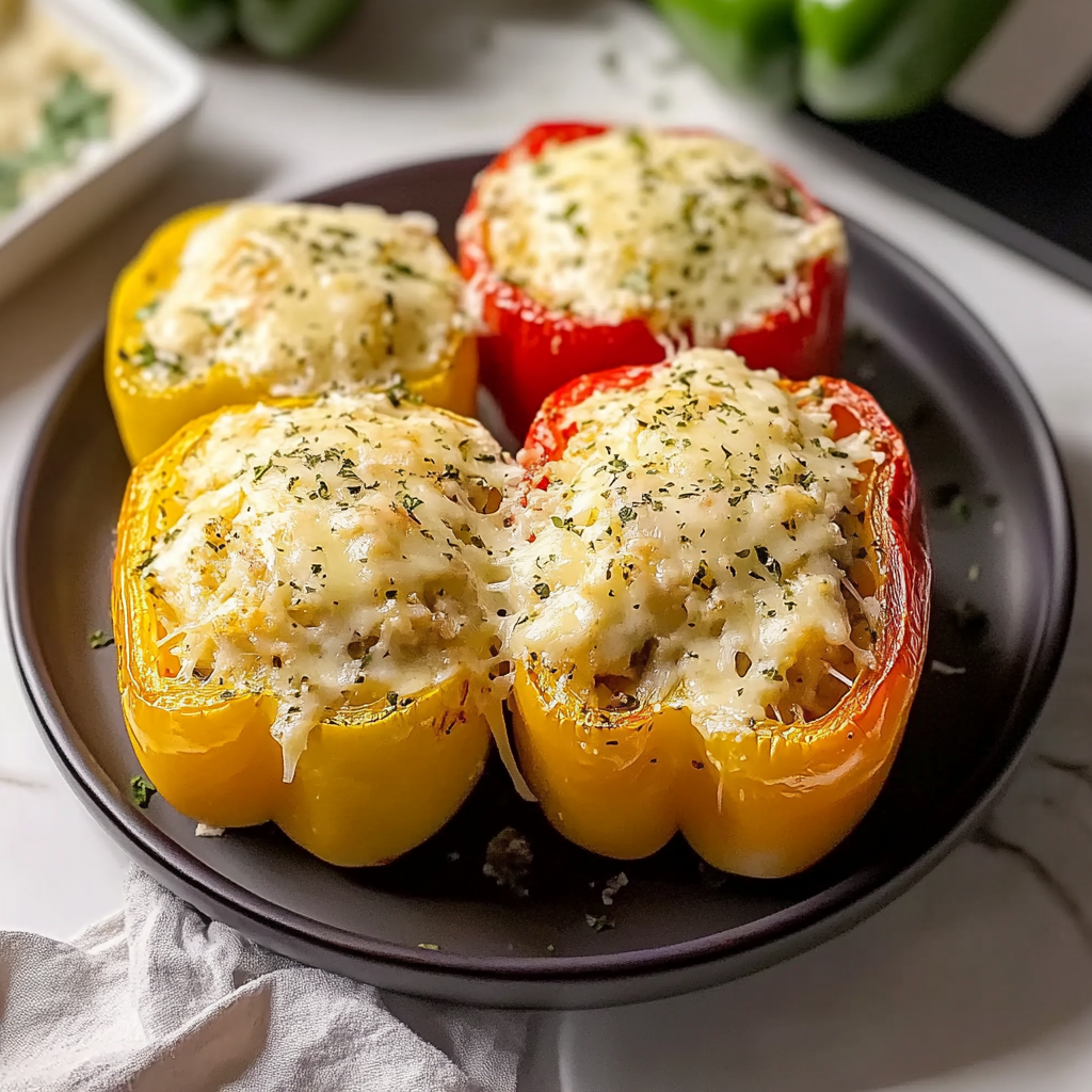Cheesy Alfredo Stuffed Bell Peppers