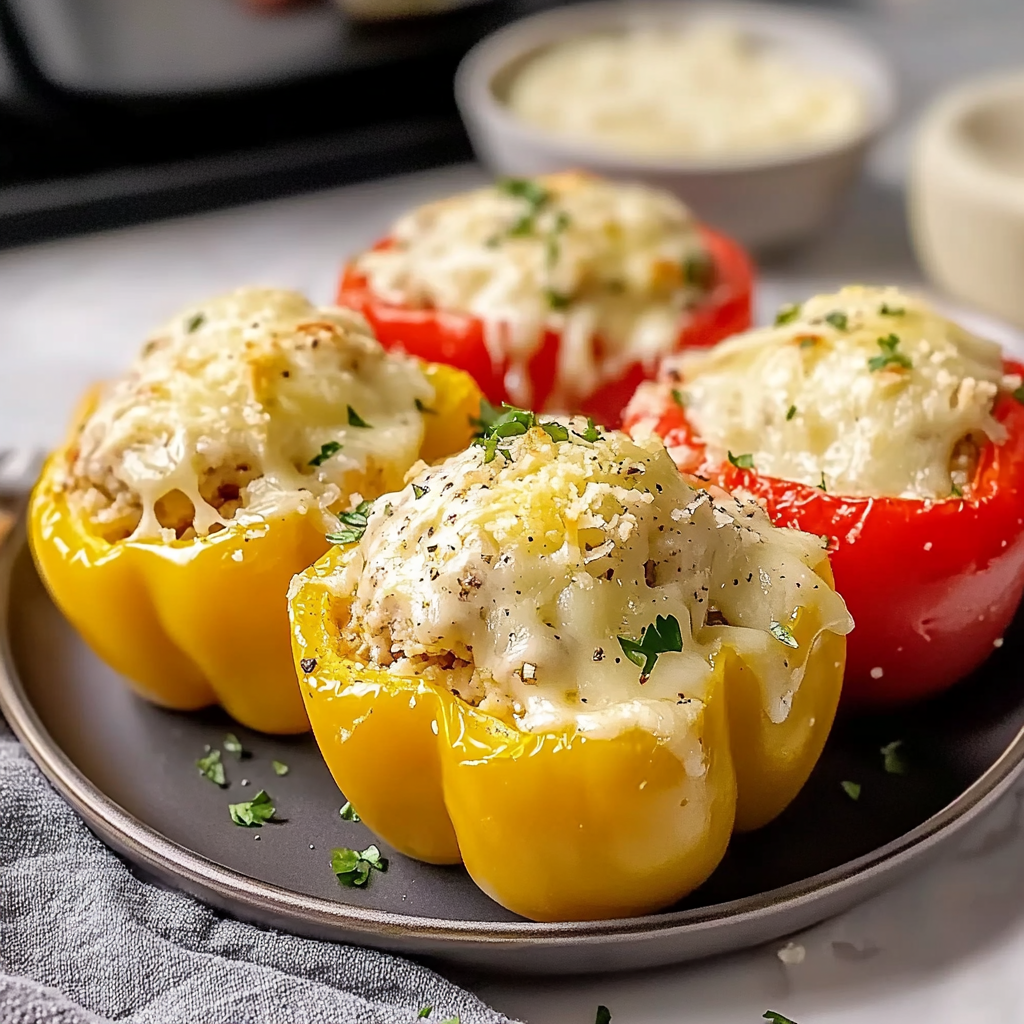 Cheesy Alfredo Stuffed Bell Peppers