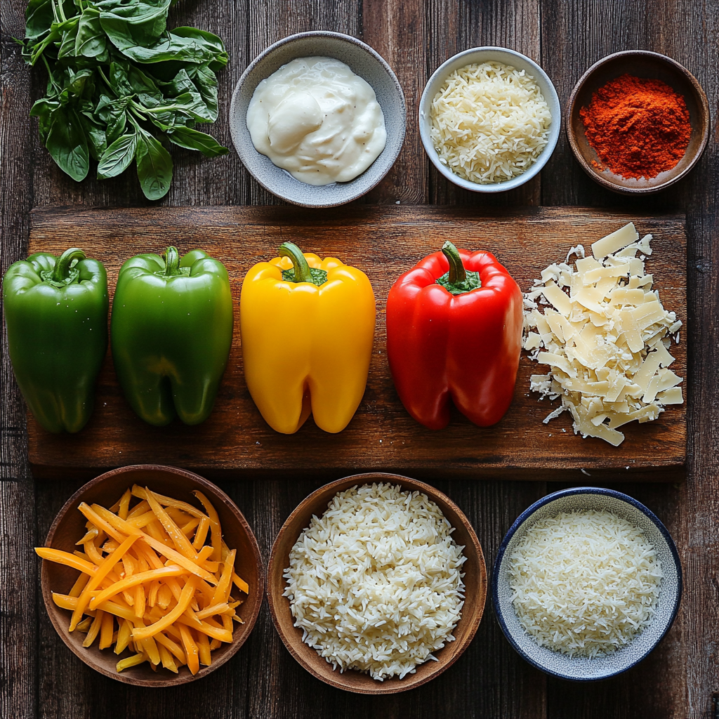 Cheesy Alfredo Stuffed Bell Peppers ingredients