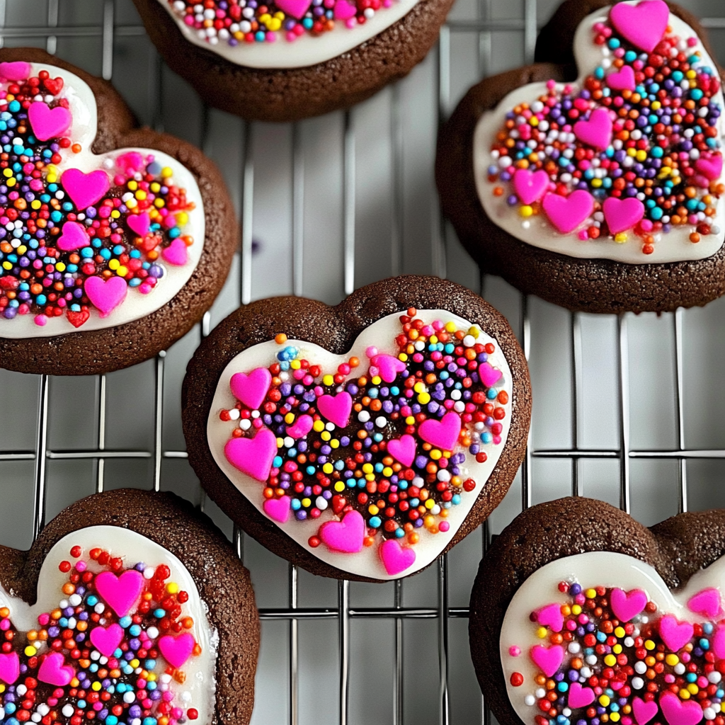 Chocolate Sprinkle Heart Cookies