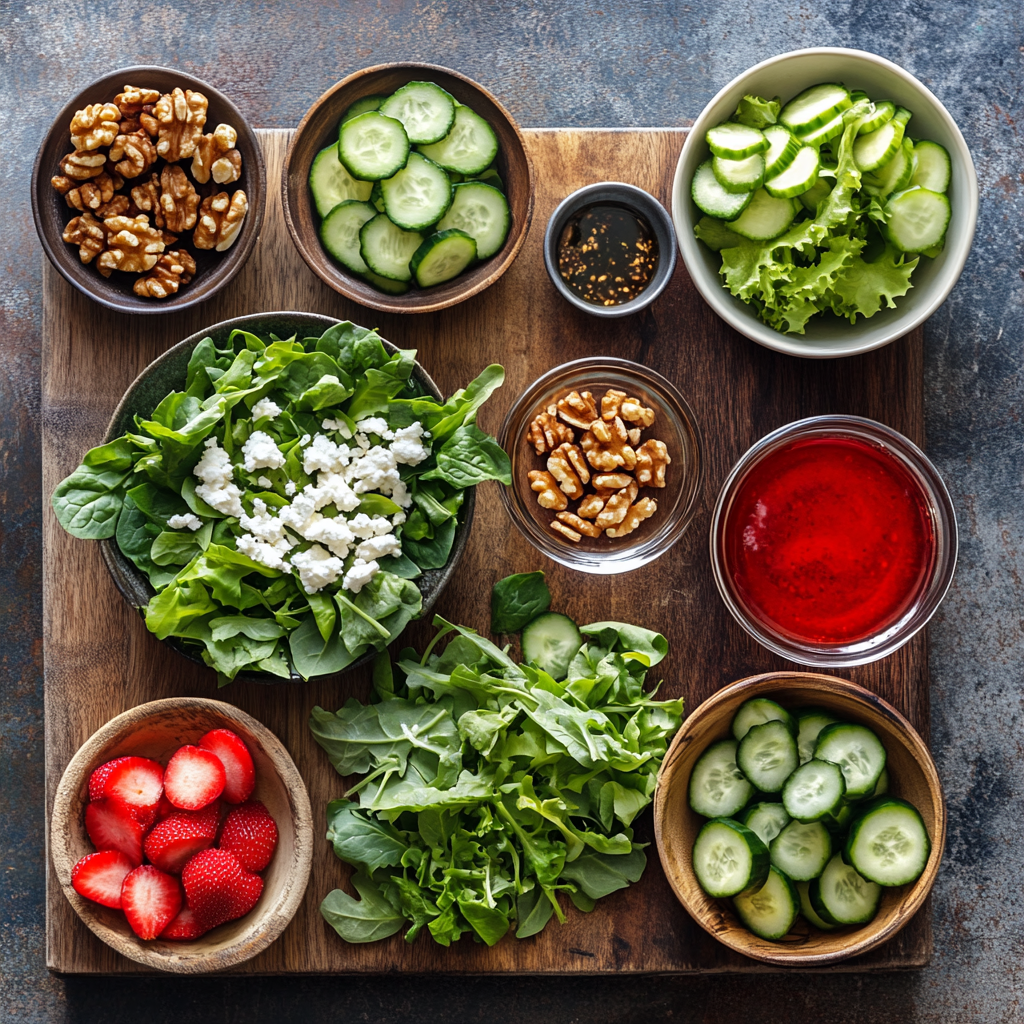 Easter Spring Salad with Goat Cheese ingredients
