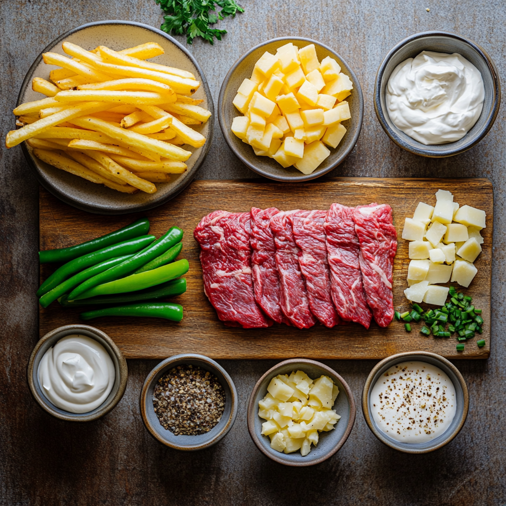 Extra Cheesy Loaded Cheesesteak Fries ingredients