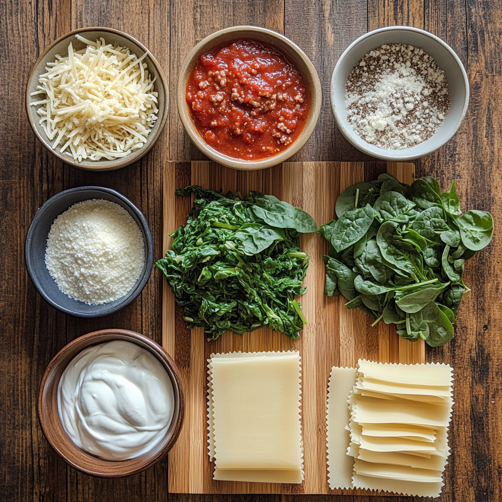 Greek Yogurt Lasagna ingredients