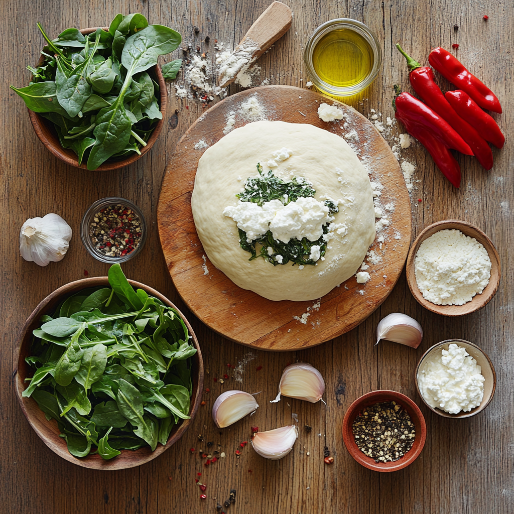 Green pizza ingredients