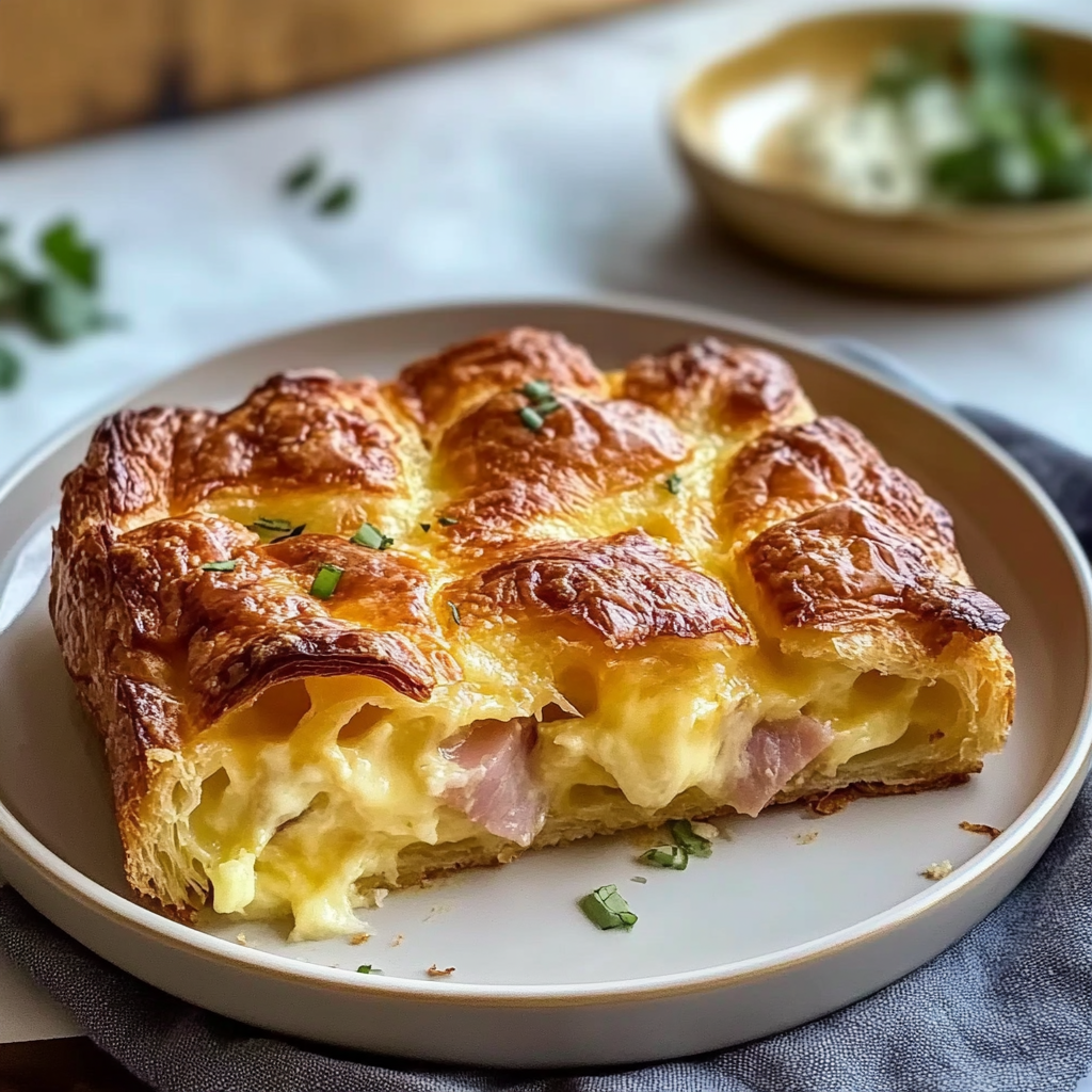 Ham and Cheese Croissant Breakfast Casserole