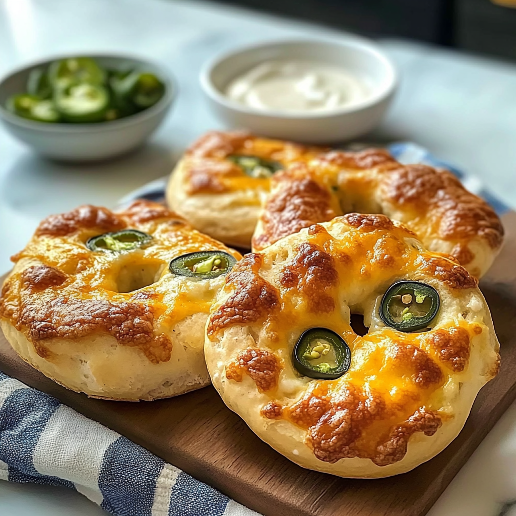 Jalapeno Cheddar Protein Bagels With Cottage Cheese