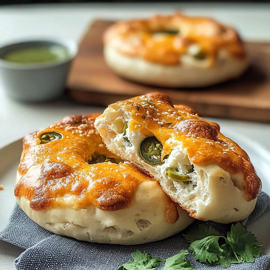 Jalapeno Cheddar Protein Bagels With Cottage Cheese