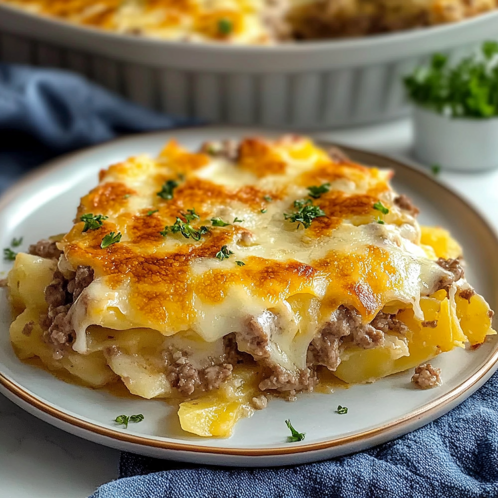 Layered Scalloped Potatoes Hamburger Casserole