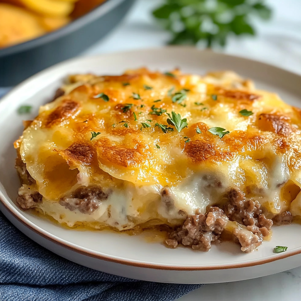 Layered Scalloped Potatoes Hamburger Casserole