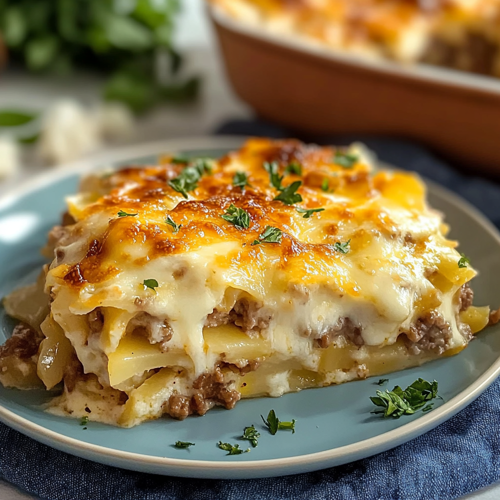 Layered Scalloped Potatoes Hamburger Casserole