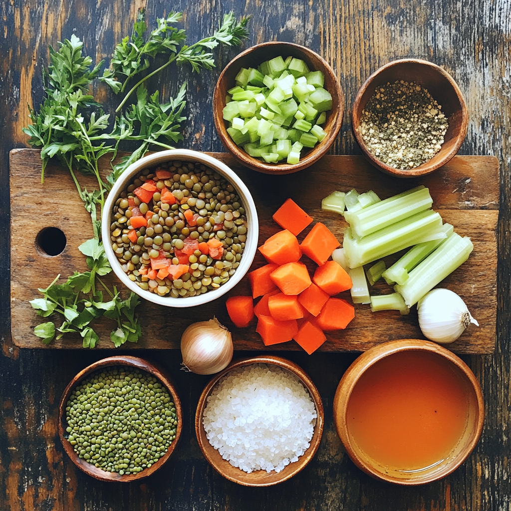 Lentil Bolognese ingredients