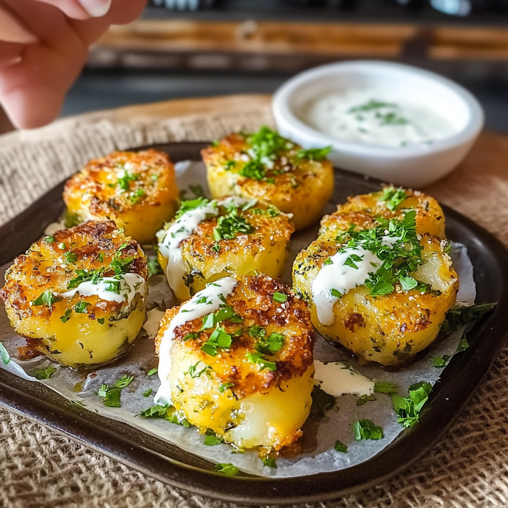 Smashed Green Onion Potato Bombs