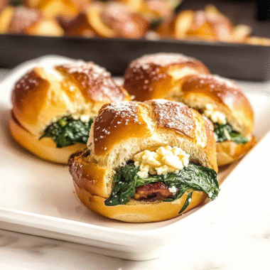 Spinach Feta Pretzel Sliders