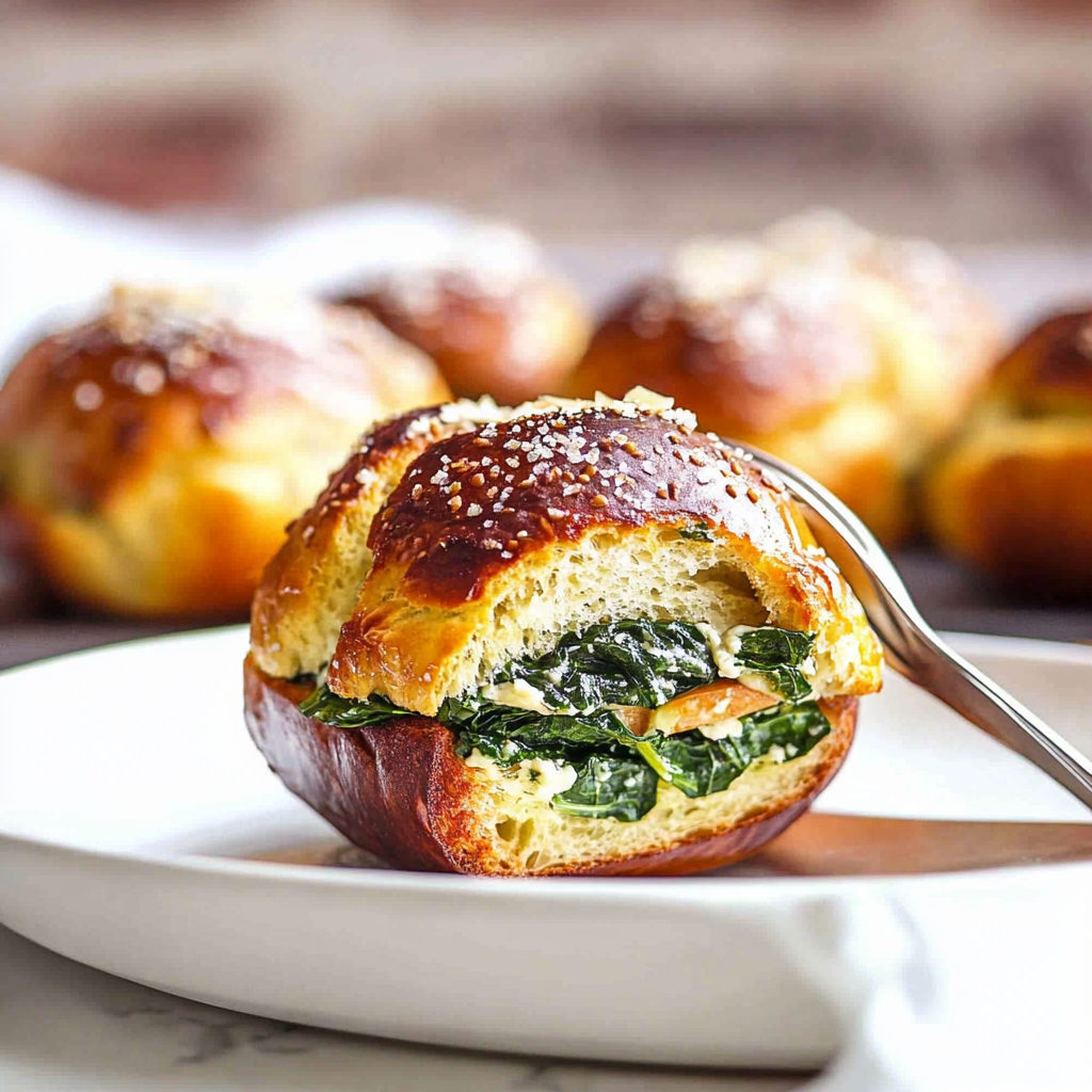 Spinach Feta Pretzel Sliders